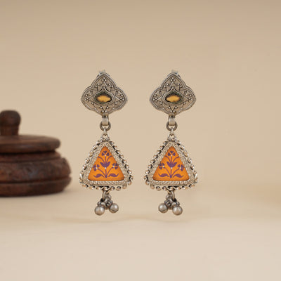 Yellow Rang Bahar Silver Earrings
