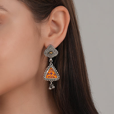 Yellow Rang Bahar Silver Earrings