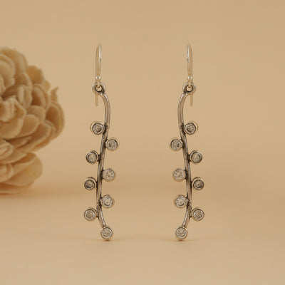 Zircon Wave Silver Drop Earrings