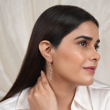 Load image into Gallery viewer, Zircon Wave Silver Drop Earrings