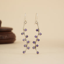 Load image into Gallery viewer, Amethyst Wave Silver Drop Earrings