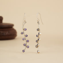 Load image into Gallery viewer, Amethyst Wave Silver Drop Earrings