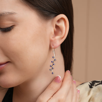 Amethyst Wave Silver Drop Earrings